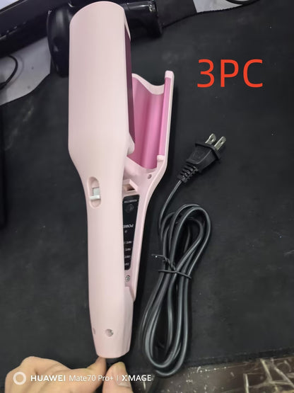 hair curling iron creating deep wave hairstyle