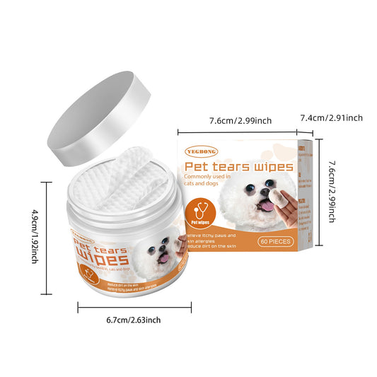 Pet eye wipes showing soft cotton pad texture