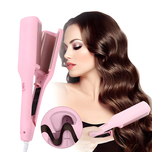 hair curling iron creating deep wave hairstyle