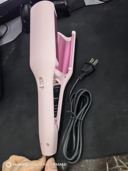 hair curling iron creating deep wave hairstyle