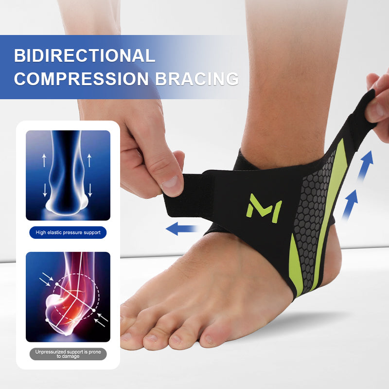 Ankle Support | Compression Foot Sleeve Brace featuring bidirectional compression bracing and high elastic pressure support.
