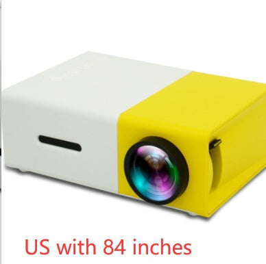 Portable LED projector showing HDMI and USB ports