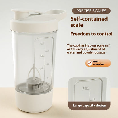 Electric protein shaker bottle mixing shake during use
