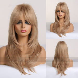 Long Straight Hair Wig with Side Bangs