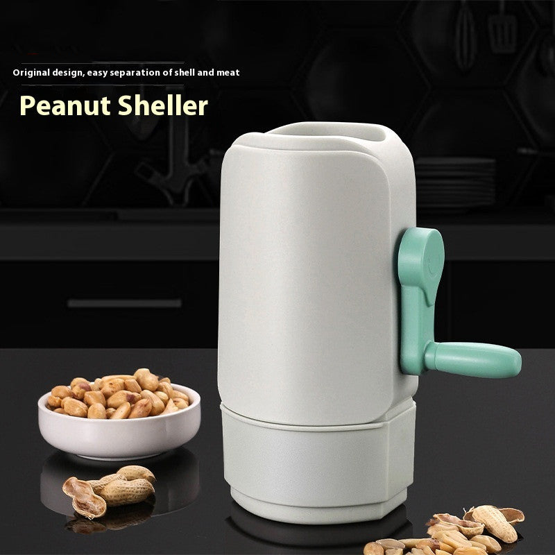 Automatic peanut sheller separating peanuts from shells