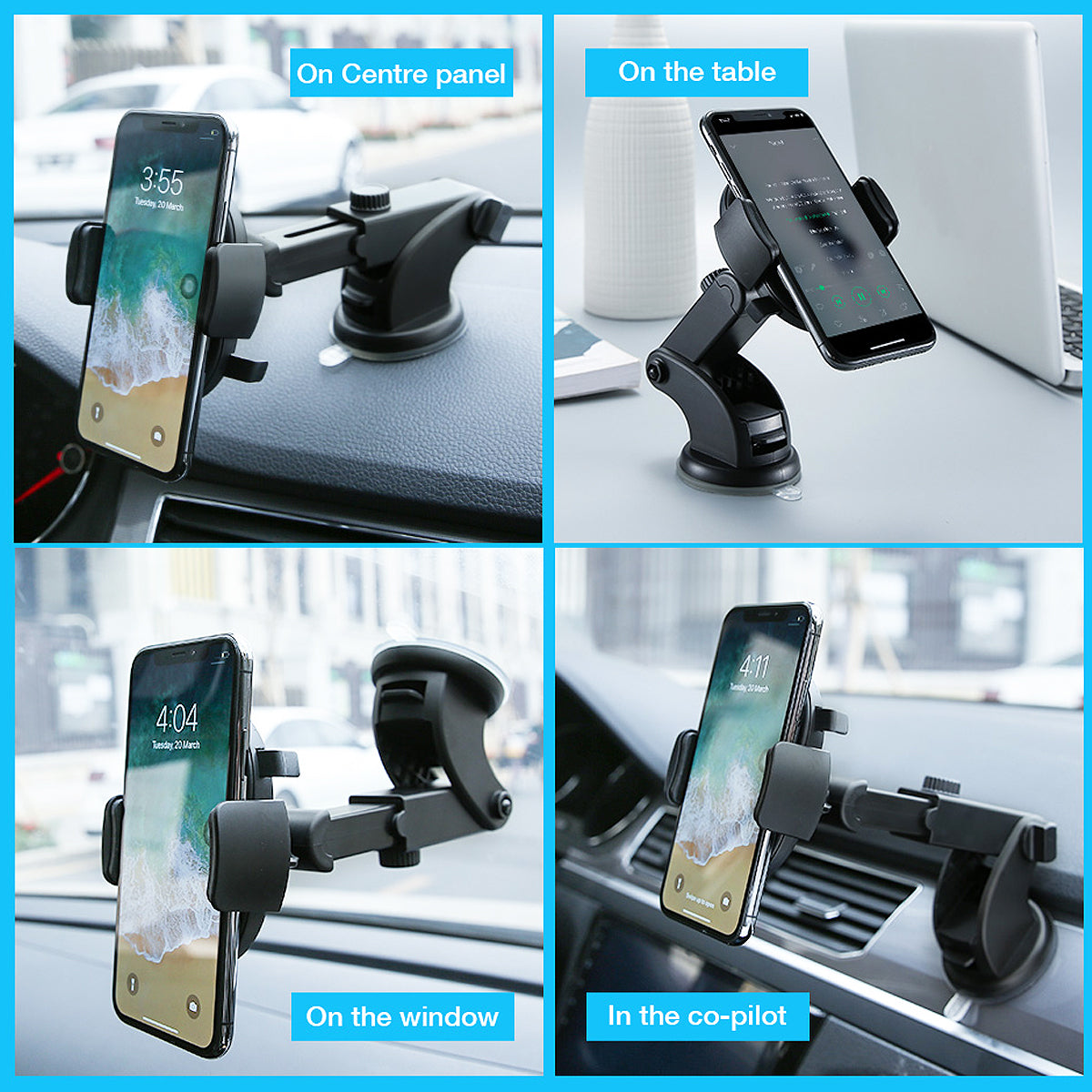 car phone holder telescopic dashboard suction mount