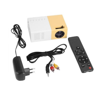 Portable LED projector showing HDMI and USB ports