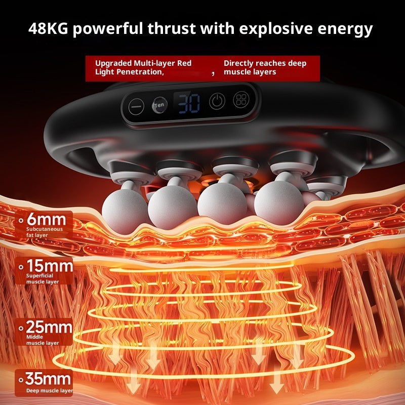 massage gun with multiple attachment heads display