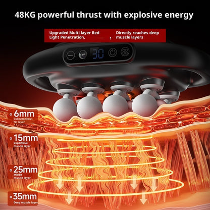 massage gun with multiple attachment heads display