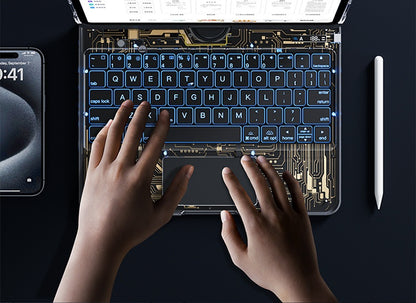 iPad keyboard case with 360 swivel screen rotation