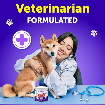 Complete Dog Multivitamins for Puppies & Seniors – 20-in-1 Chewable for Mobility, Skin & Immunity