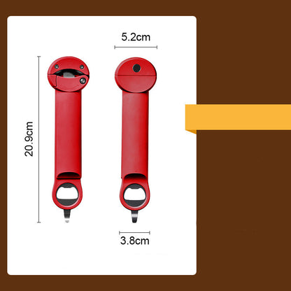 Stainless steel can opener opening metal can