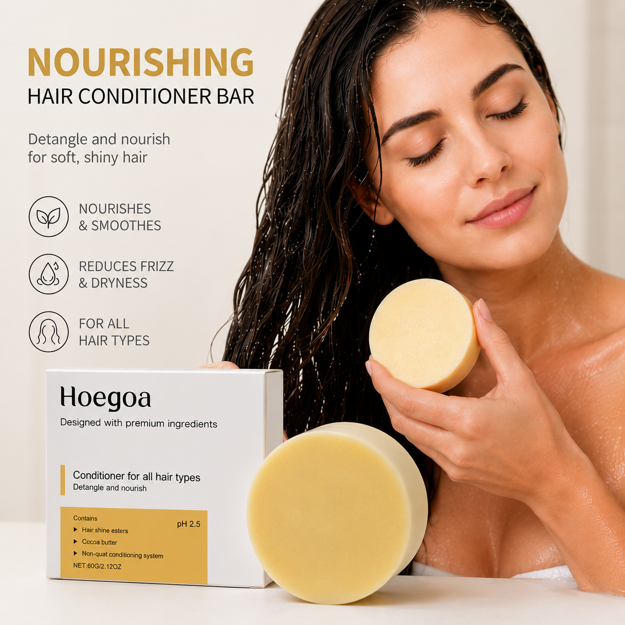 Shampoo soap being used during nourishing hair wash routine