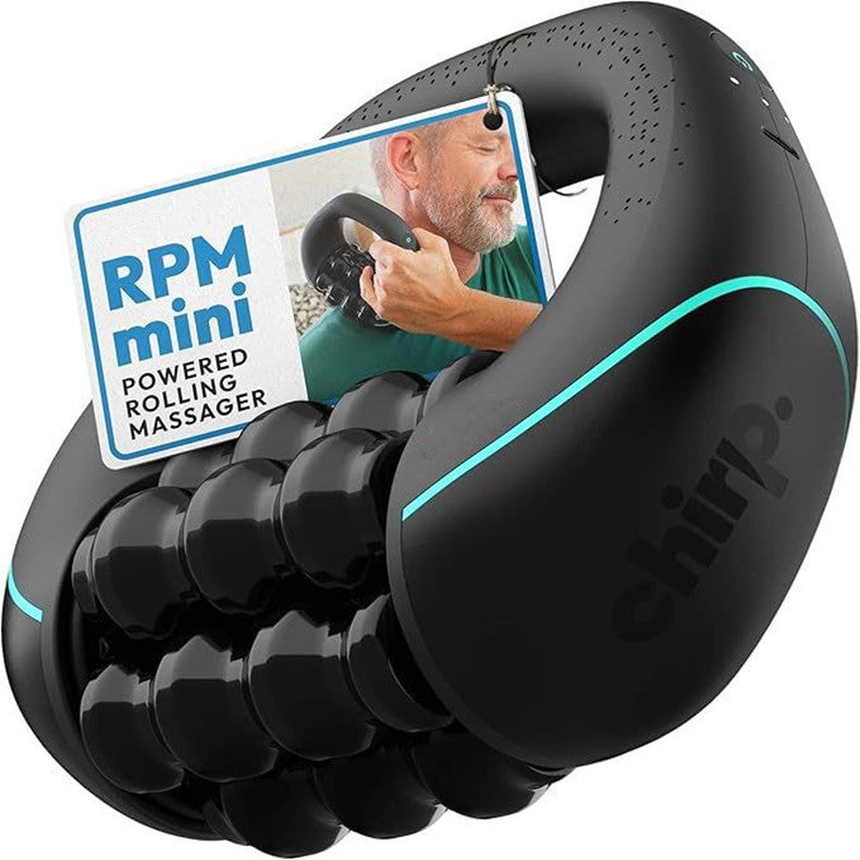 Percussive Roller Massager being used on leg muscles after exercise