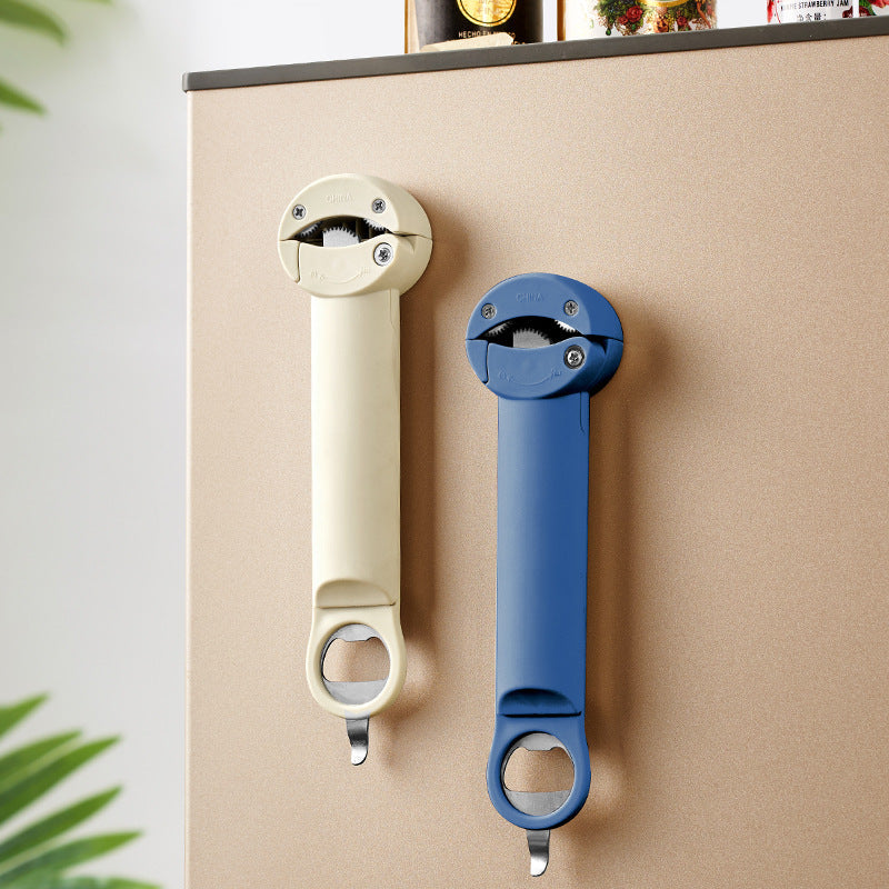 Stainless steel can opener opening metal can
