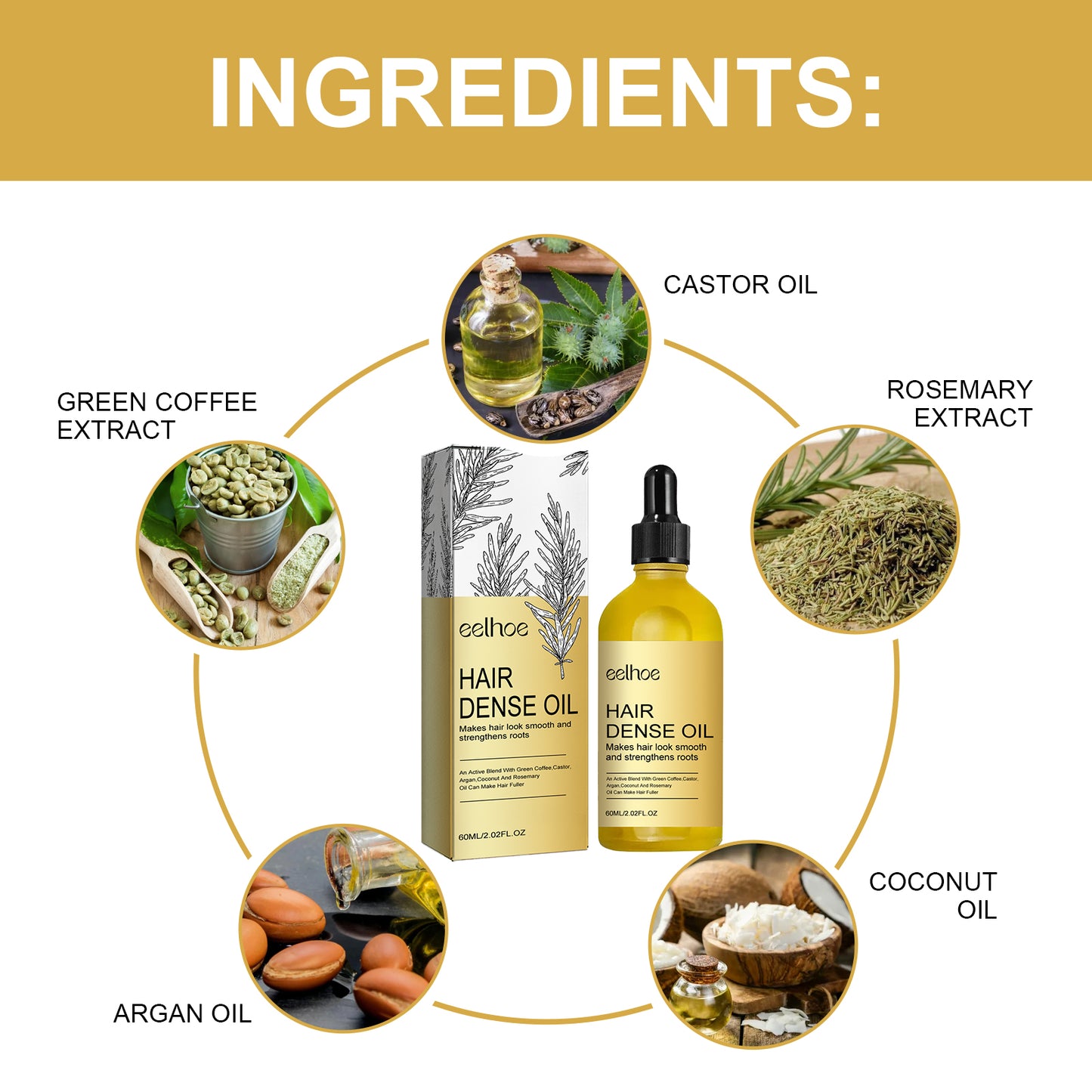 EELHOE Rosemary Hair Treatment Oil for Dry & Frizzy Hair – Scalp Cleansing, Deep Conditioning, Volumizing & Smoothing Repair Formula