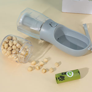 3-in-1 Portable Dog Water Bottle with Food & Waste Bag Storage