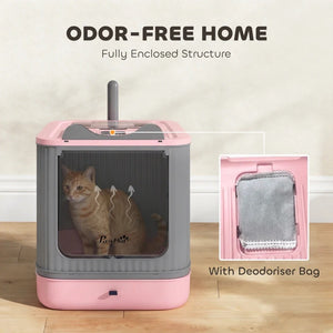 Enclosed Cat Litter Box with Top Exit & Odor Control