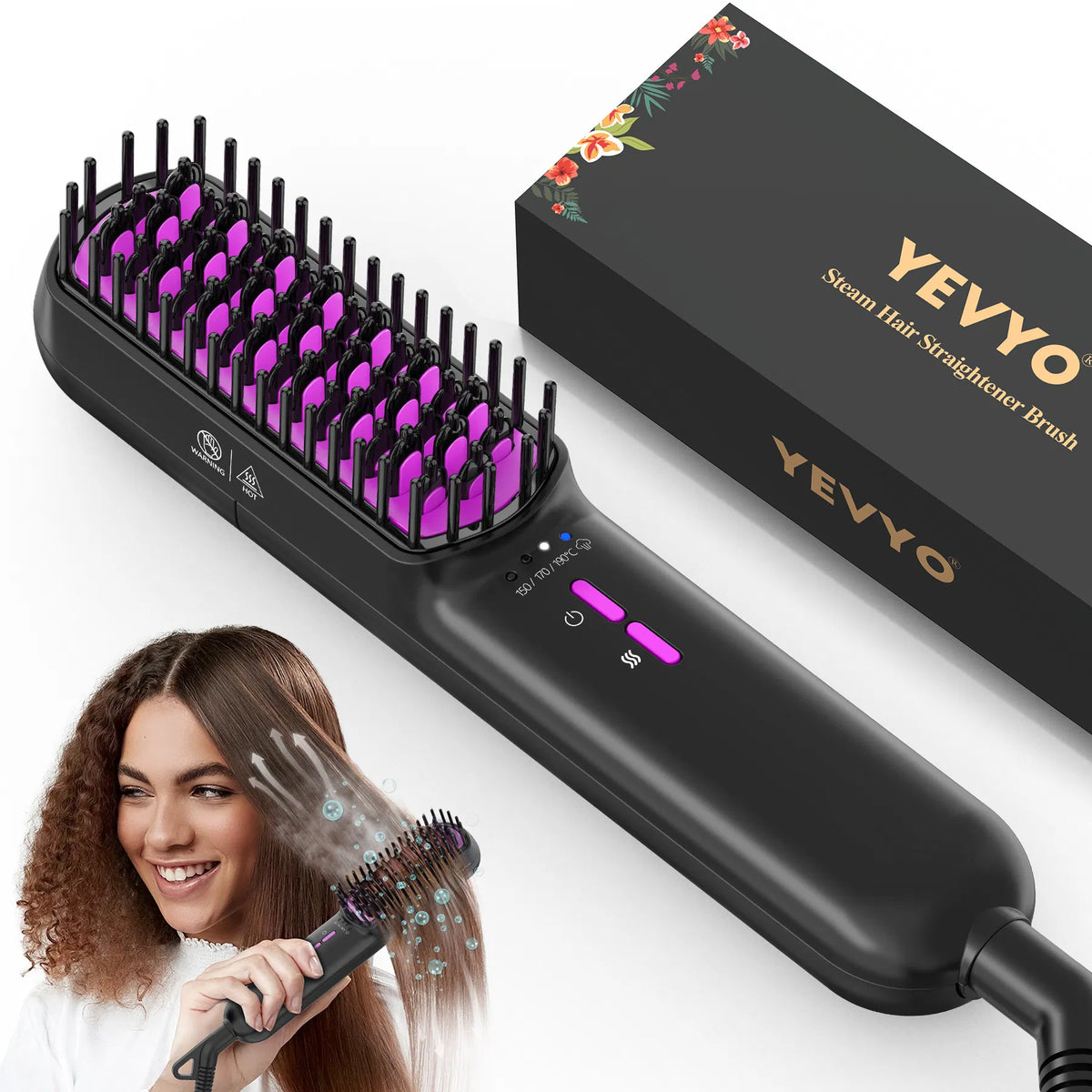 Steam Hair Straightener Brush