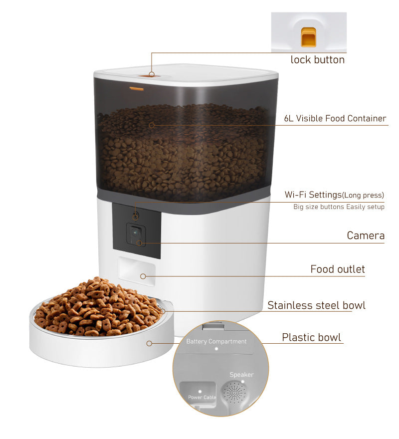 smart pet feeder camera automatic adjustable