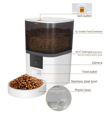 smart pet feeder camera automatic adjustable
