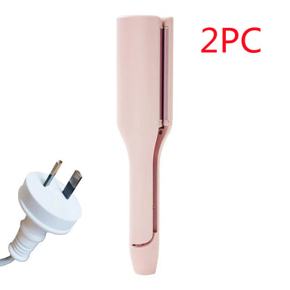 hair curling iron creating deep wave hairstyle