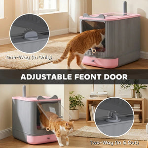 Enclosed Cat Litter Box with Top Exit & Odor Control