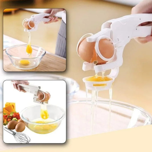 egg cracker tool opening egg cleanly into bowl