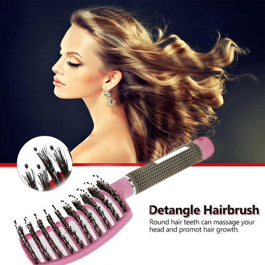 Detangling Hair Brush for Women – Anti-Knot Nylon Bristles with Scalp Massage for Wet & Dry Hair