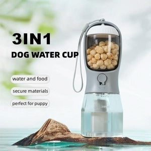 3-in-1 Portable Dog Water Bottle with Food & Waste Bag Storage