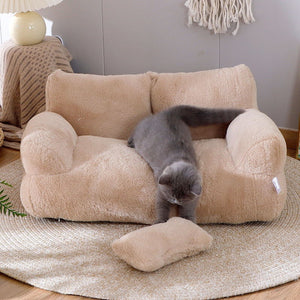 Cozy Flannel Cat Sofa Bed