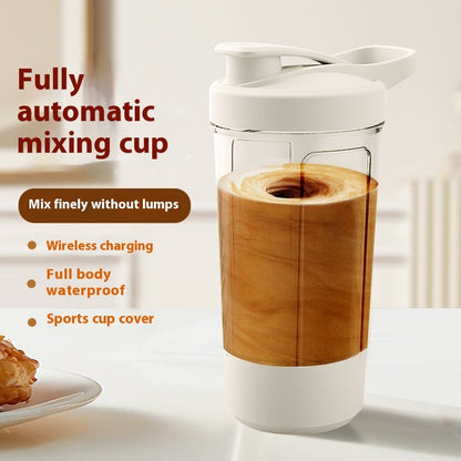 Electric protein shaker bottle mixing shake during use