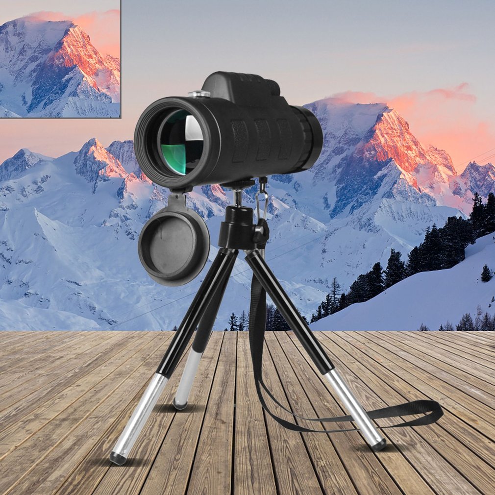 Universal Monocular Telescope Zoom Scope with Compass – Phone Clip & Tripod Compatible with Apple