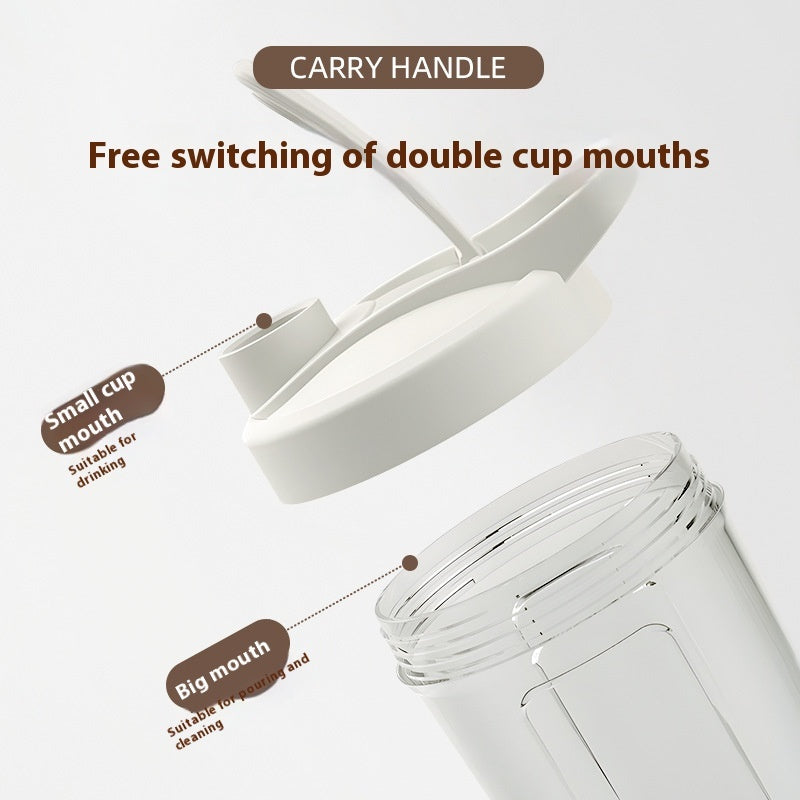 Electric protein shaker bottle mixing shake during use