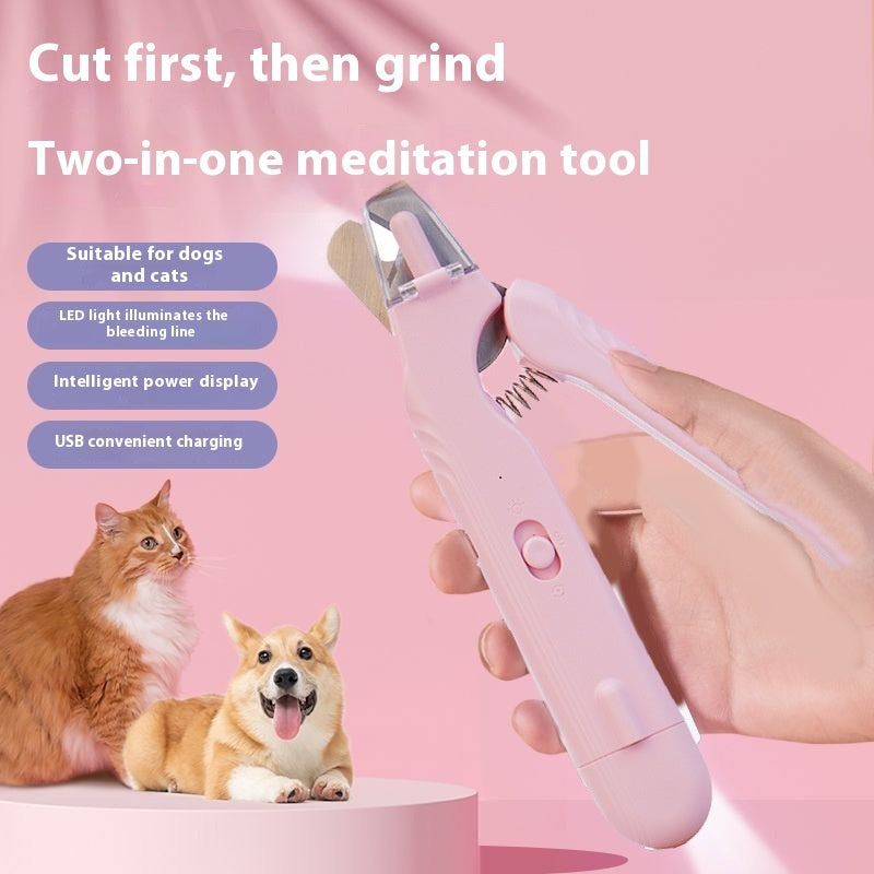 pet nail grinder in use trimming pet nails