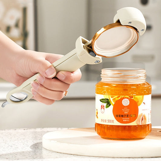 Stainless steel can opener opening metal can