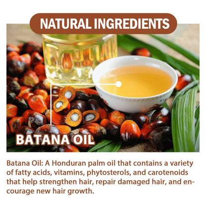1: Batana hair oil applied to hair during routine