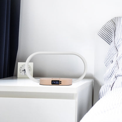 wireless charging bedside lamp with clock