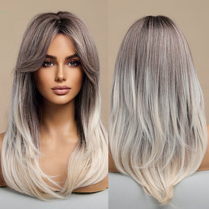 Long Straight Hair Wig with Side Bangs