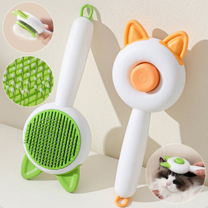 Pet Hair Brush | Self Cleaning Grooming Comb Tool with cat ears design and ergonomic handle for comfortable pet grooming.