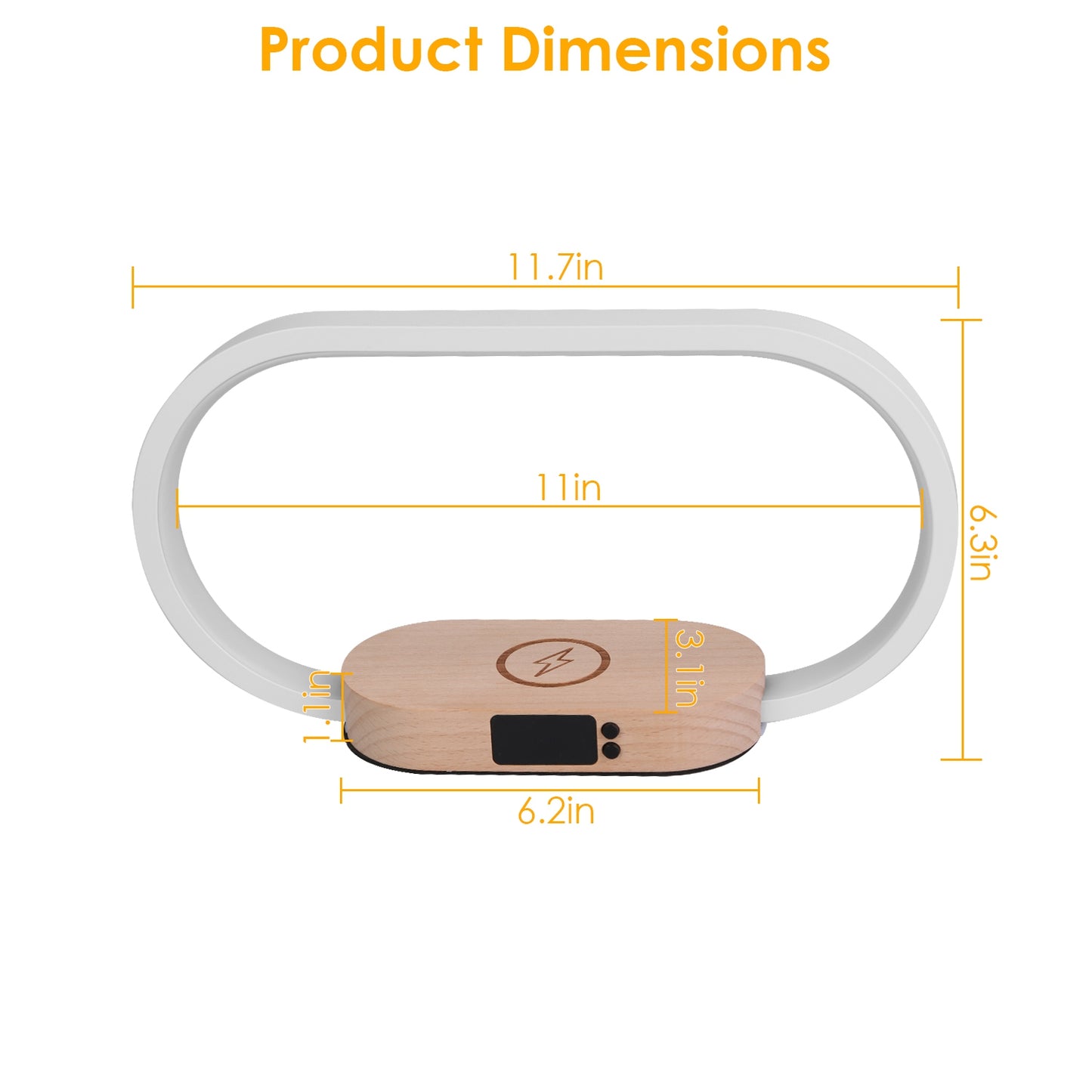 wireless charging bedside lamp with clock
