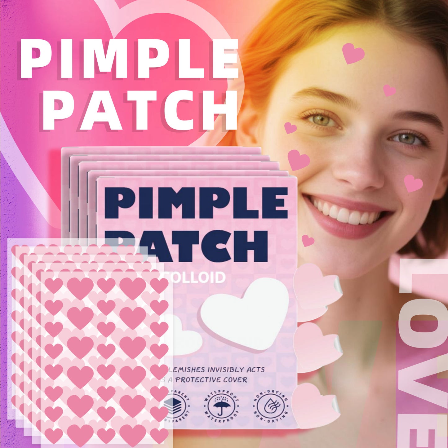 Pimple patch displayed closely with beauty care essentials