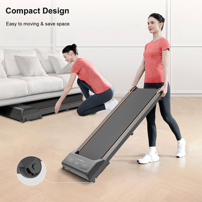 Under desk treadmill in use under office desk
