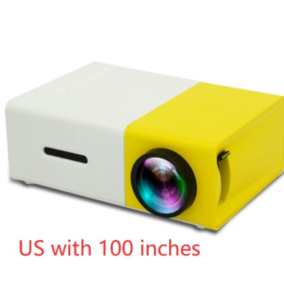 Portable LED projector showing HDMI and USB ports