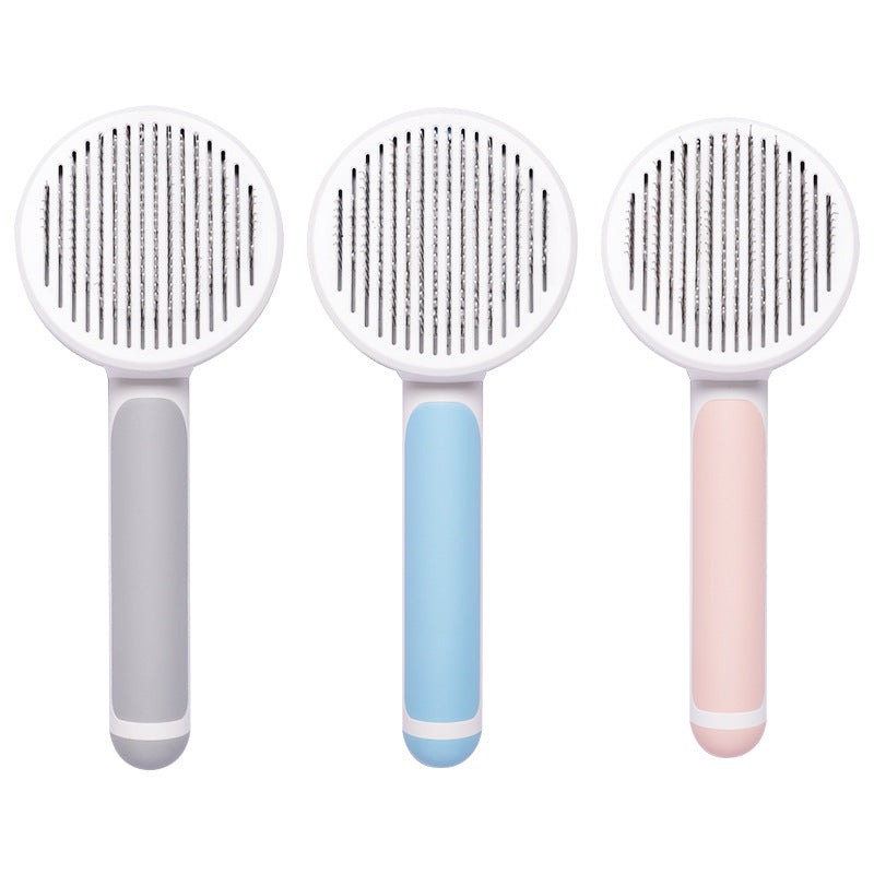 pet grooming brush in use on dog removing loose fur