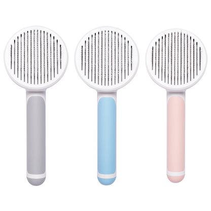 pet grooming brush in use on dog removing loose fur
