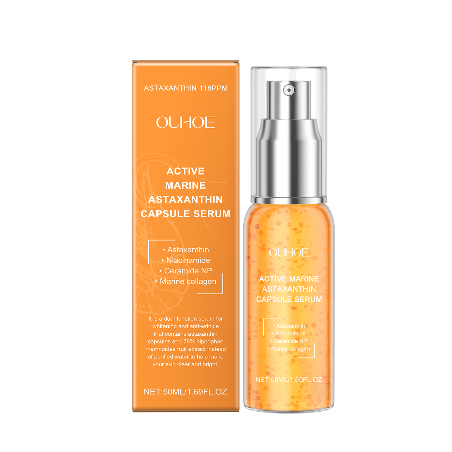 OUHOE Astaxanthin Facial Essence – Hydrating, Brightening & Anti-Aging Treatment