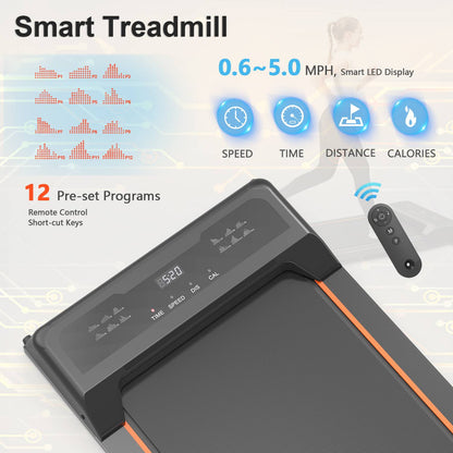 Under desk treadmill in use under office desk