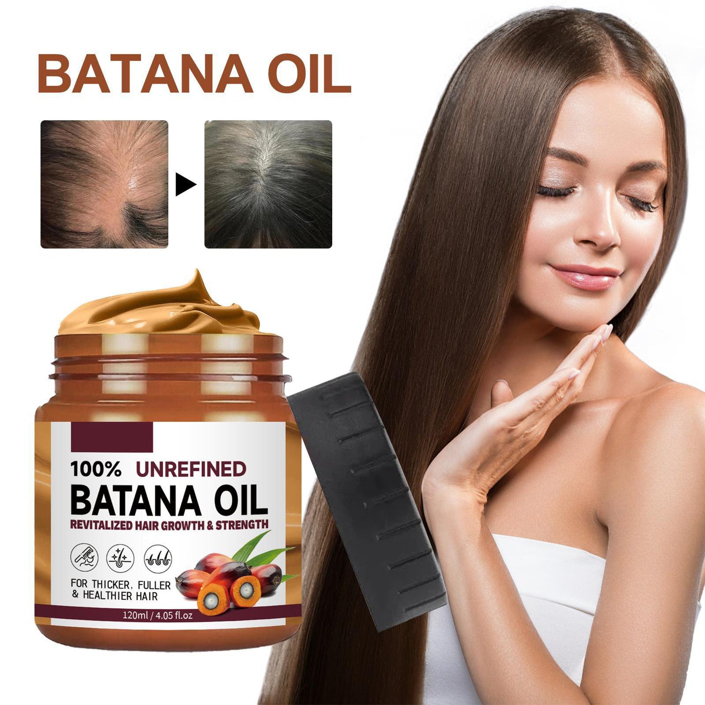 1: Batana hair oil applied to hair during routine