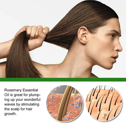 Woman demonstrating use of Rosemary Hair Oil to promote healthy scalp and hair growth.